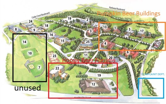 Proposed Campus Map, golf carts provided to avoid prolonged ambulation